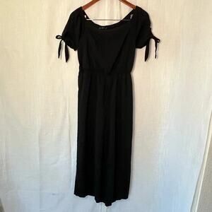 Doe & Rae Bow Sleeves Back Button Up Romper